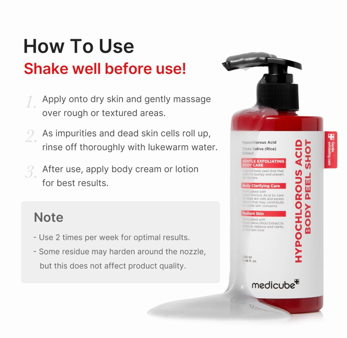 Body Peel Shot à l'Acide Hypochloreux Medicube – Sérum Exfoliant Corps