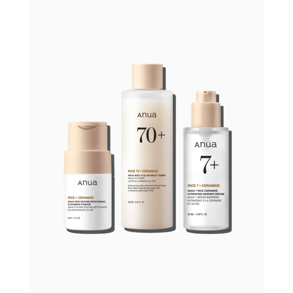 Anua Rice Glow Set : Nettoyage, Tonification & Sérum – Trio / Full Set