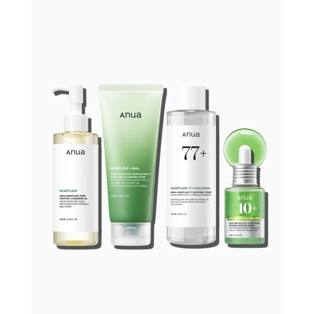 Anua Redness Soothing Essential Set : Huile + Mousse + Toner + Sérum – 200 + 150 + 250 + 30 ml
