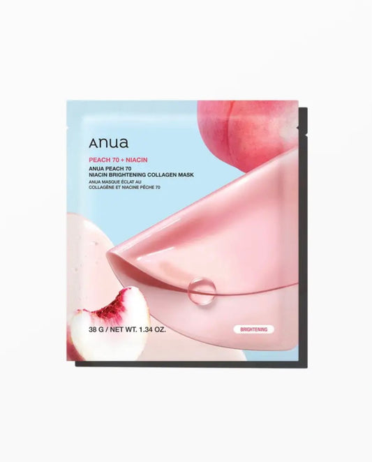Anua Masque Collagène Éclat Niacin 70 + Pêche : Hydratation & Teint Lumineux – 4 masques