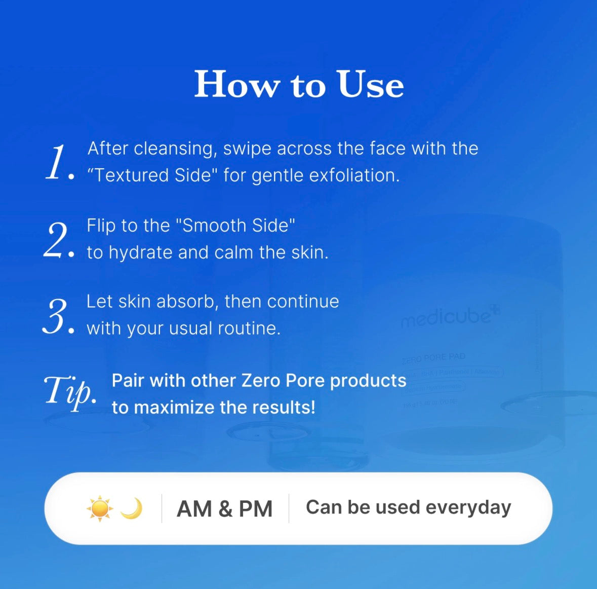 Zero Pore Pad (AHA+BHA) Medicube – Soin Tonique Pores