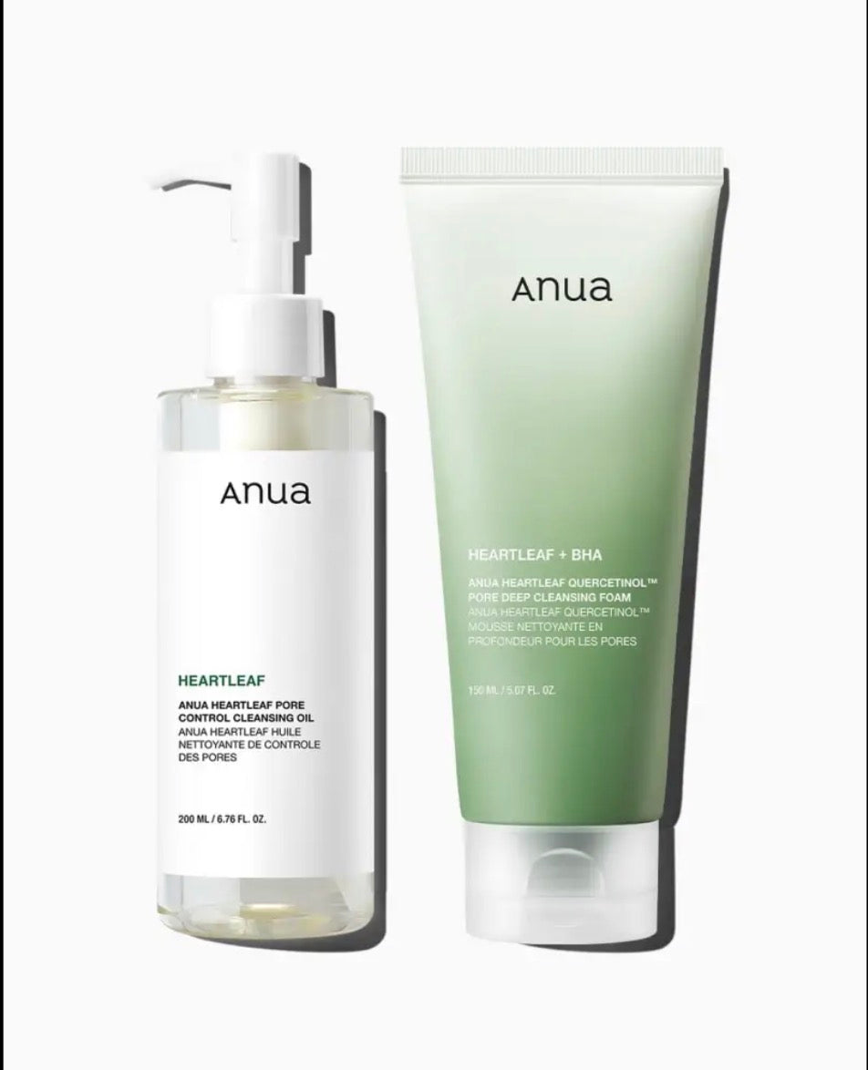 Anua Duo Double Nettoyage : Huile + Mousse Heartleaf – 200 + 150 ml