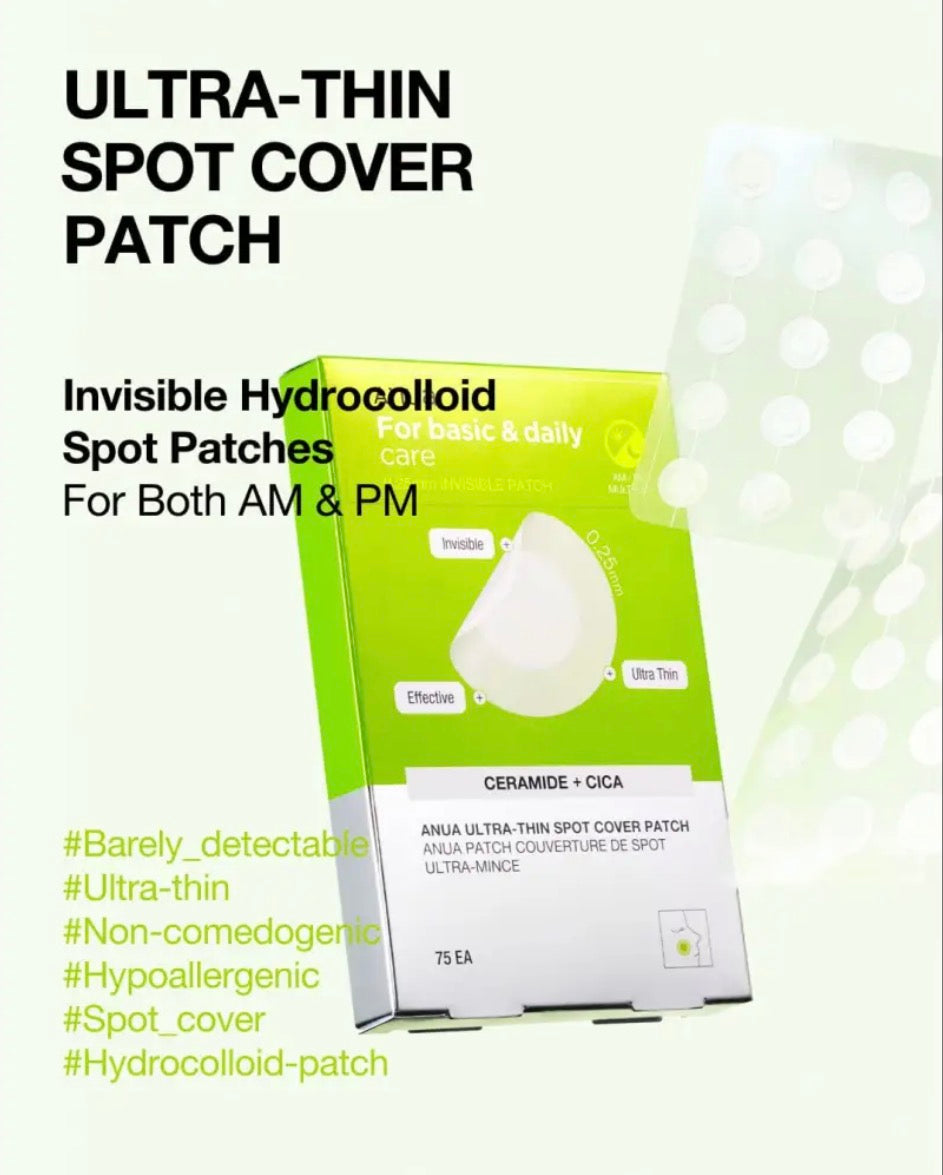 Anua Ultra‑Thin Spot Cover Patch : Cica + Céramide - 75 pcs