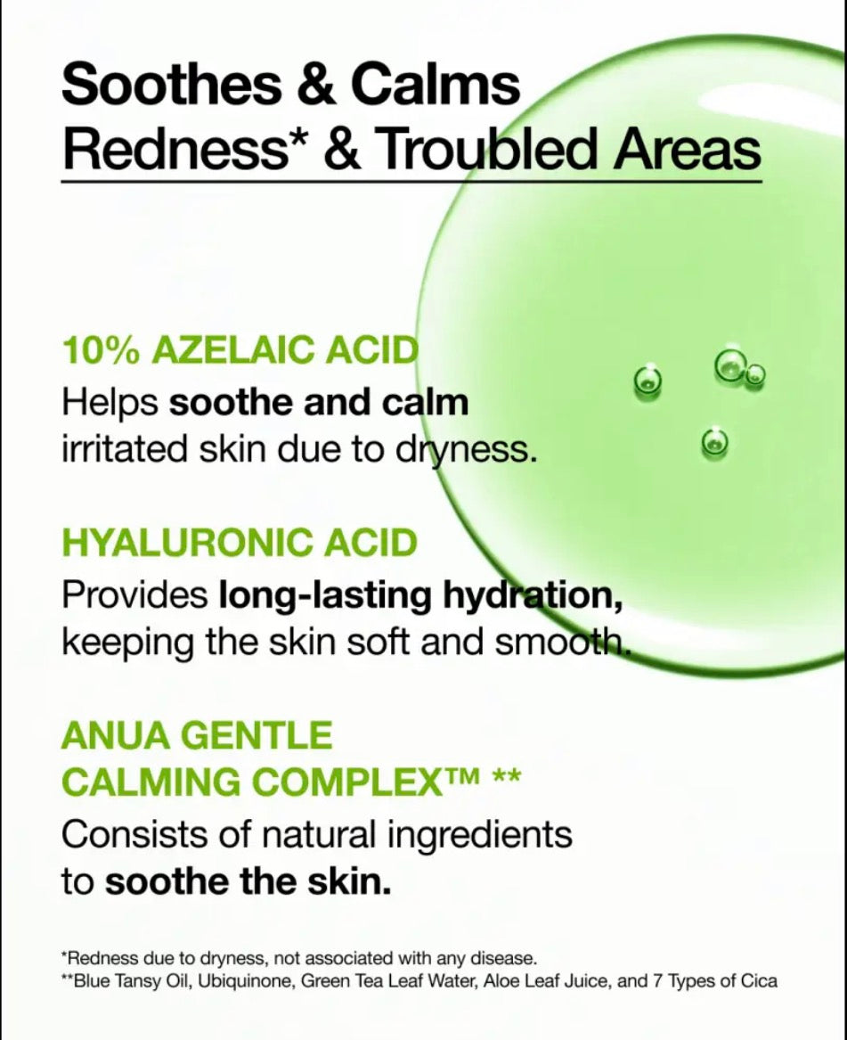Anua Sérum Apaisant Rougeurs : Acide Azélaïque 10 % + Hyaluron – 30 ml