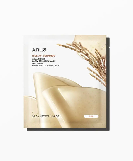 Anua Masque Collagène Éclat Rice 70 + Céramide : Nutrition & Luminosité – 4 masques