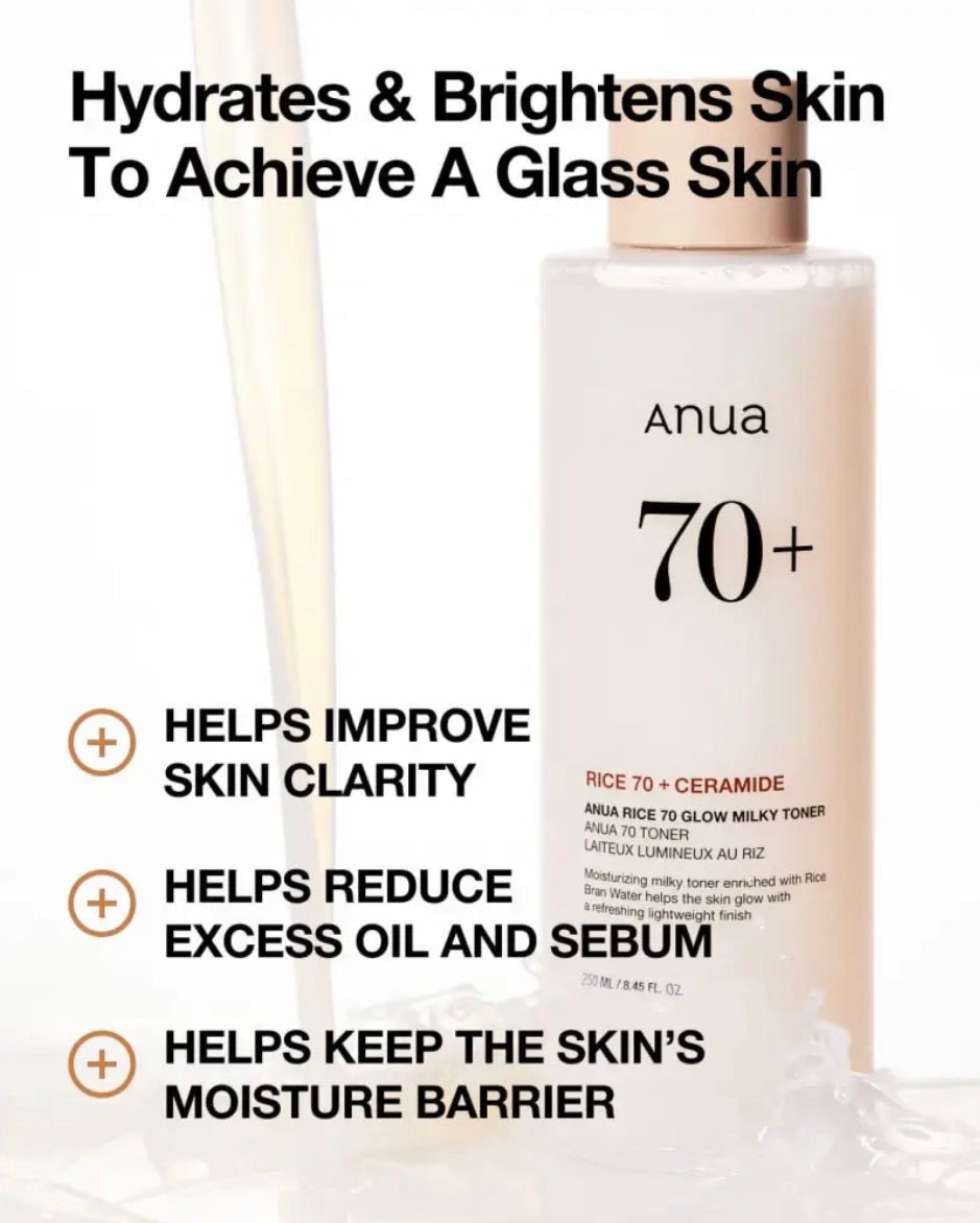 Anua Toner Lait Éclat Rice‑70 : Riz + Hydratation – 250 ml