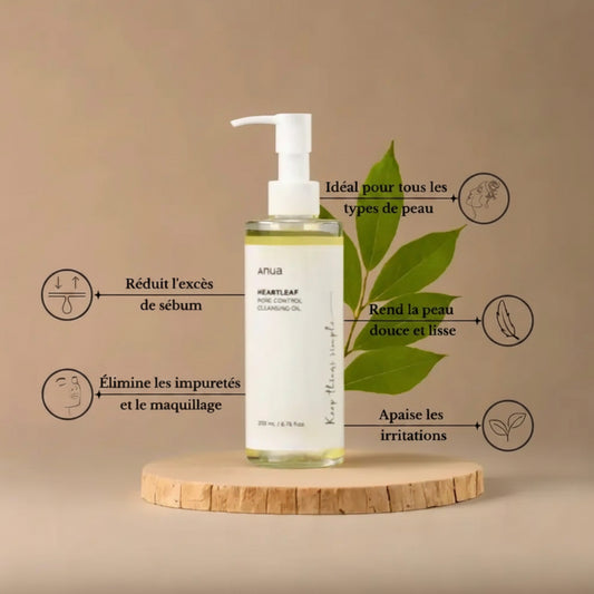 Anua- Heartleaf Pore Control Cleansing Oil - Huile nettoyante démaquillante